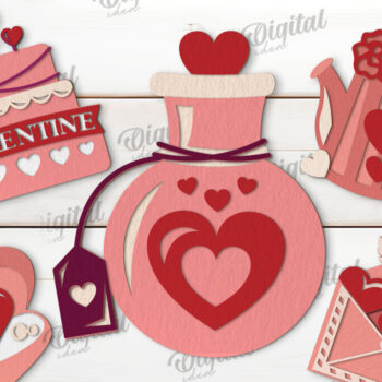 Intra απο ξύλο plywood 3mm-4mm πάχος – Πακέτο PaperCut με κάρτες με στρώσεις Αγίου Βαλεντίνου Δίασταση  20x20 cm INTRAFABR-114202795 - Image 1