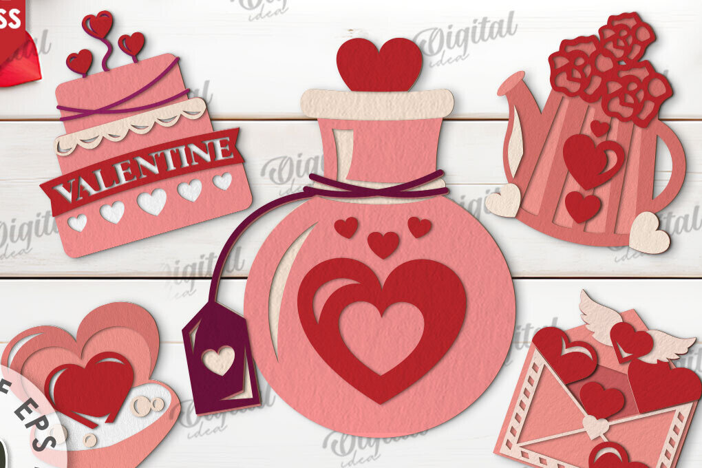 Intra απο ξύλο plywood 3mm-4mm πάχος – Πακέτο PaperCut με κάρτες με στρώσεις Αγίου Βαλεντίνου Δίασταση  20x20 cm INTRAFABR-114202795