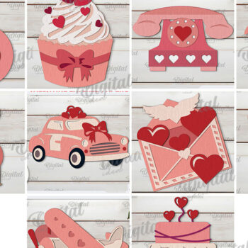 Intra απο ξύλο plywood 3mm-4mm πάχος – Πακέτο PaperCut με κάρτες με στρώσεις Αγίου Βαλεντίνου Δίασταση  20x20 cm INTRAFABR-114202795 - Image 2