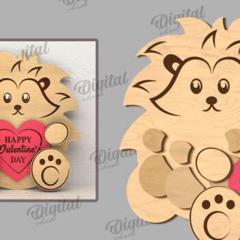 Intra απο ξύλο plywood 3mm-4mm πάχος – Valentine Lion με Καρδιά Δίασταση  20x20 cm INTRAFABR-114206098 - Image 2