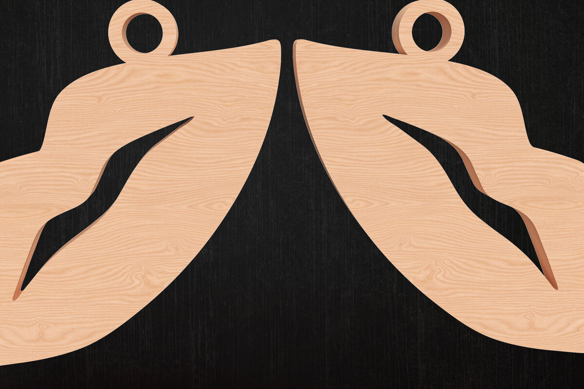 Intra απο ξύλο plywood 3mm-4mm πάχος – Σκουλαρίκια Valentine Lips Design Δίασταση  5x5 cm INTRAFABR-113201075