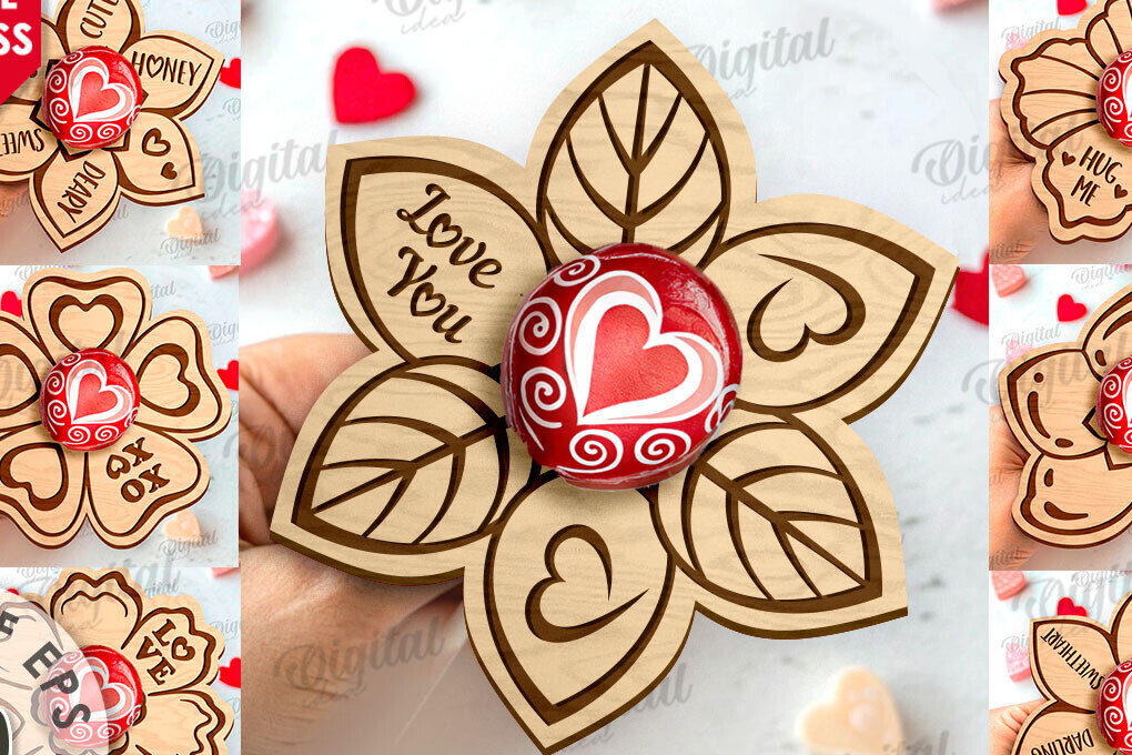 Intra απο ξύλο plywood 3mm-4mm πάχος – Πακέτο λέιζερ Valentine Lollipop Holders Δίασταση  20x20 cm INTRAFABR-111805532