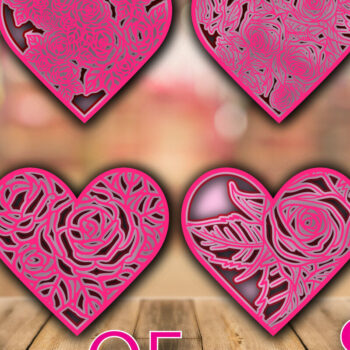 Intra απο ξύλο plywood 3mm-4mm πάχος – Valentine Love Floral Bundle Multilayer Δίασταση  20x20 cm INTRAFABR-24155043 - Image 1