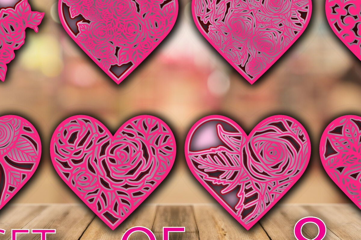 Intra απο ξύλο plywood 3mm-4mm πάχος – Valentine Love Floral Bundle Multilayer Δίασταση  20x20 cm INTRAFABR-24155043