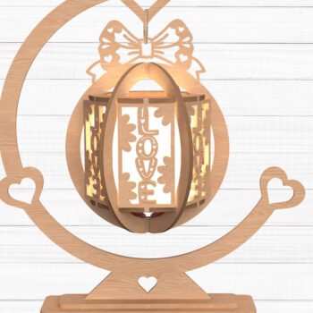 Intra απο ξύλο plywood 3mm-4mm πάχος – Valentine Love Lantern Cut Laser Δίασταση  20x20 cm INTRAFABR-112747783 - Image 1