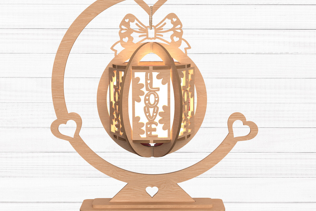 Intra απο ξύλο plywood 3mm-4mm πάχος – Valentine Love Lantern Cut Laser Δίασταση  20x20 cm INTRAFABR-112747783