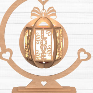 Intra απο ξύλο plywood 3mm-4mm πάχος – Φανάρι αγάπης Αγίου Βαλεντίνου με βάση καρδιάς Δίασταση  20x20 cm INTRAFABR-112747655