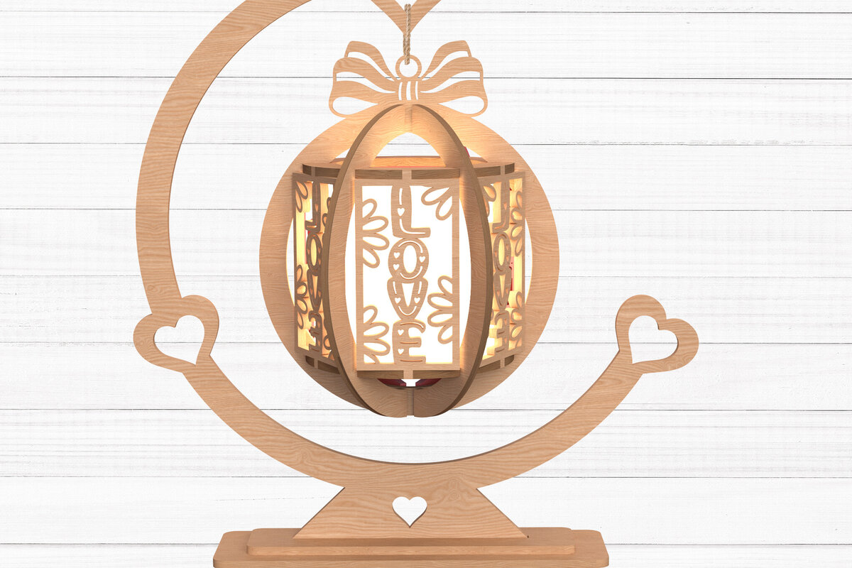 Intra απο ξύλο plywood 3mm-4mm πάχος – Φανάρι αγάπης Αγίου Βαλεντίνου με βάση καρδιάς Δίασταση  20x20 cm INTRAFABR-112747655