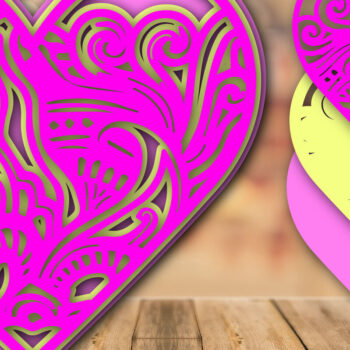 Intra απο ξύλο plywood 3mm-4mm πάχος – Valentine Love Mandala Multilayer Δίασταση  20x20 cm INTRAFABR-24154950 - Image 1