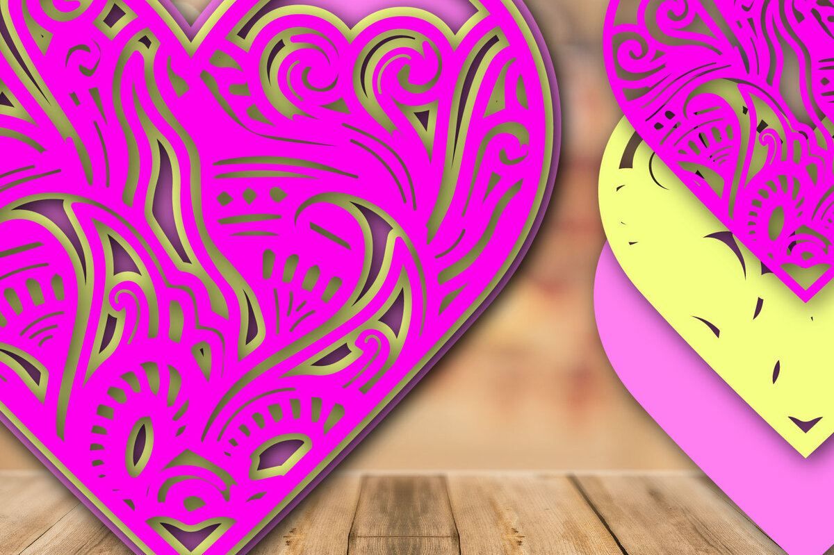 Intra απο ξύλο plywood 3mm-4mm πάχος – Valentine Love Mandala Multilayer Δίασταση  20x20 cm INTRAFABR-24154950