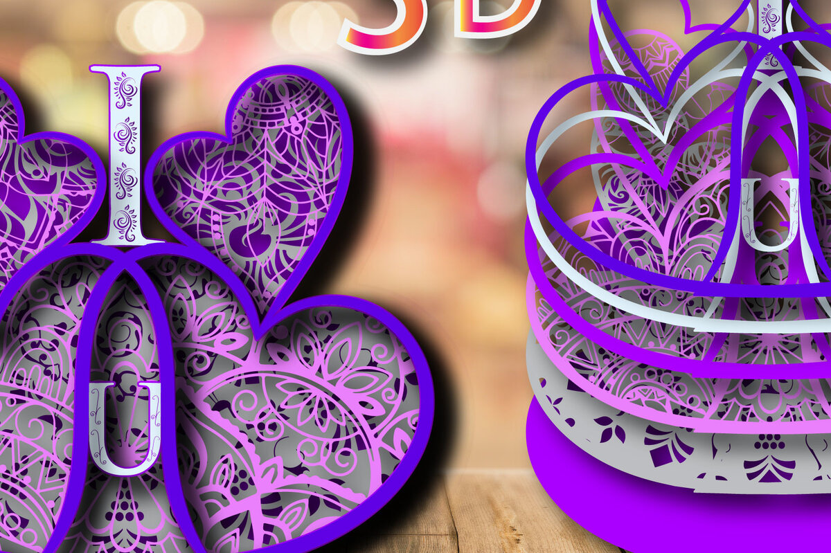 Intra απο ξύλο plywood 3mm-4mm πάχος – Valentine Love Mandala Δίασταση  20x20 cm INTRAFABR-24033475