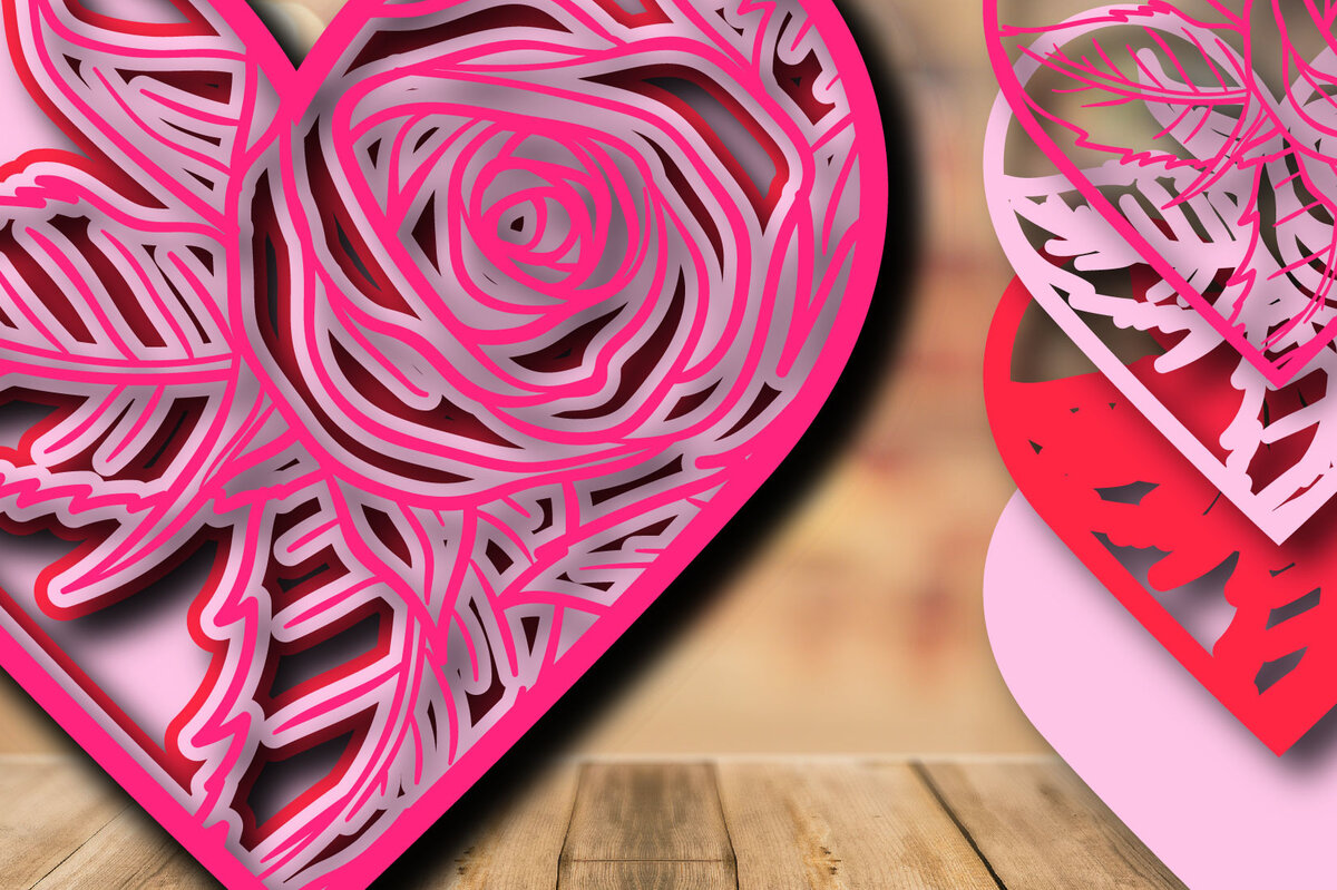 Intra απο ξύλο plywood 3mm-4mm πάχος – Valentine Love Multilayer Δίασταση  20x20 cm INTRAFABR-24155055