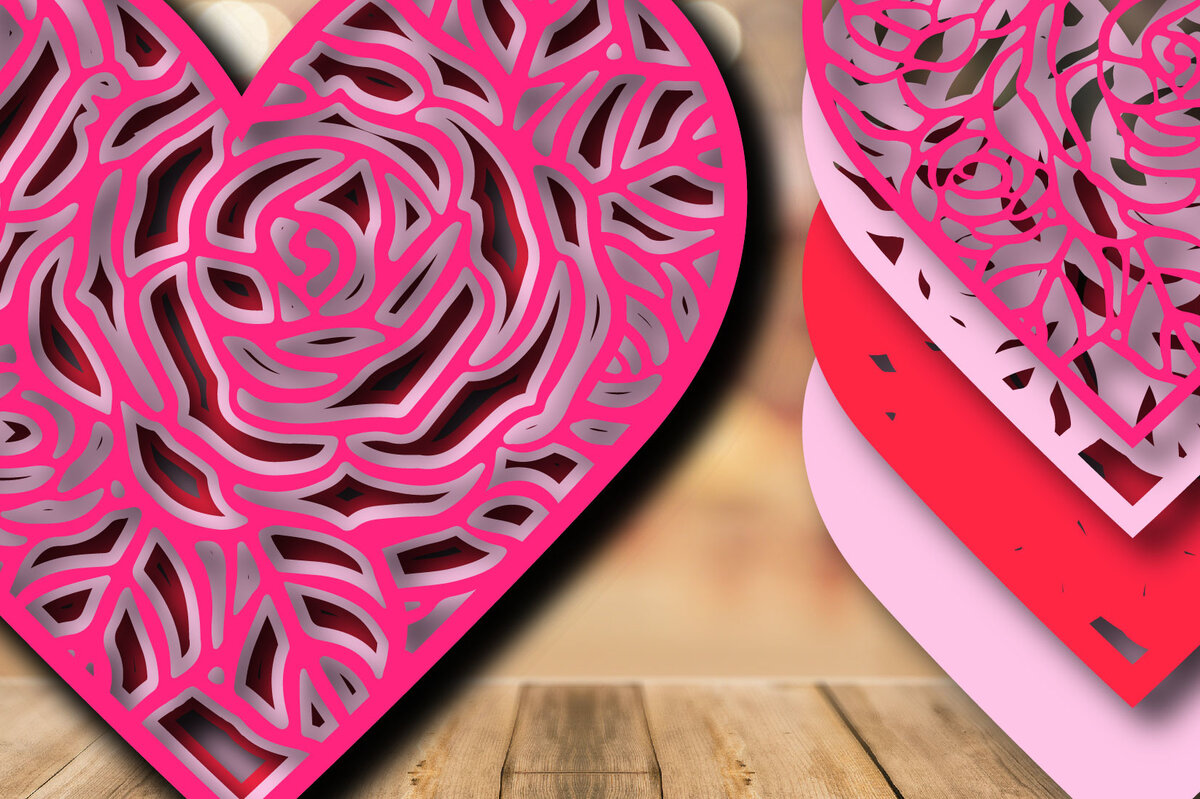 Intra απο ξύλο plywood 3mm-4mm πάχος – Valentine Love Multilayer Δίασταση  20x20 cm INTRAFABR-24155064