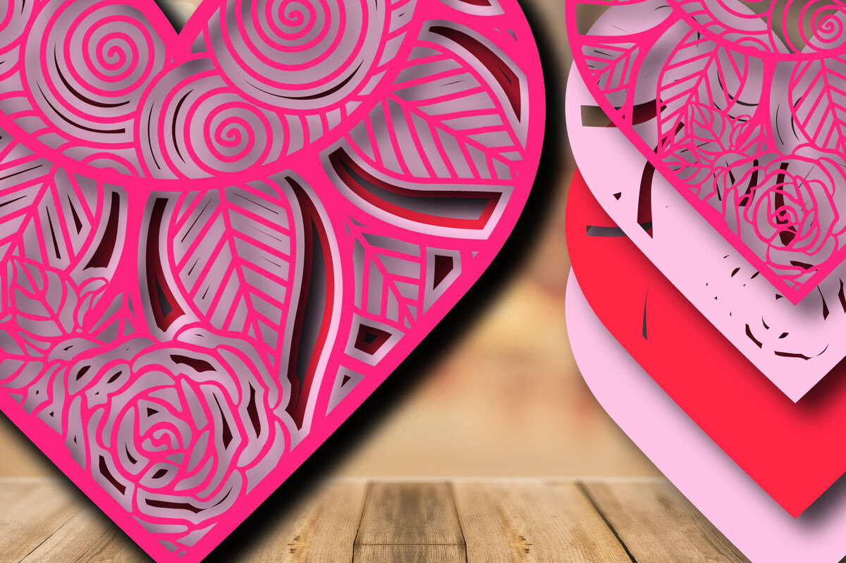 Intra απο ξύλο plywood 3mm-4mm πάχος – Valentine Love Multilayer Δίασταση  20x20 cm INTRAFABR-24155070