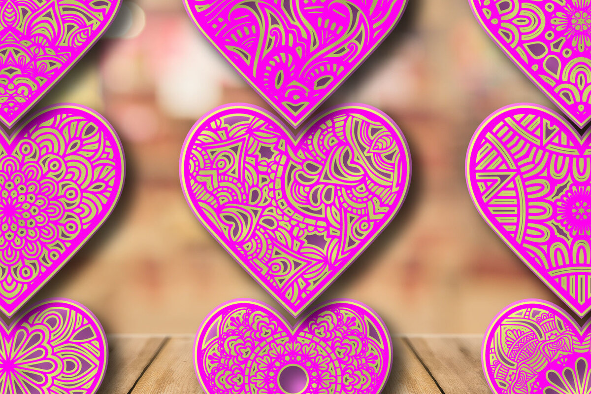 Intra απο ξύλο plywood 3mm-4mm πάχος – Πακέτο Mandala Multilayer Love Valentine Δίασταση  20x20 cm INTRAFABR-24154844