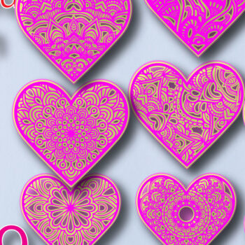 Intra απο ξύλο plywood 3mm-4mm πάχος – Πακέτο Mandala Multilayer Love Valentine Δίασταση  20x20 cm INTRAFABR-24154844 - Image 2