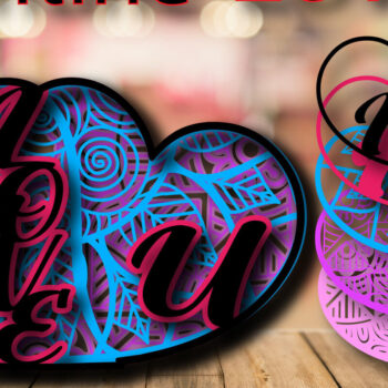 Intra απο ξύλο plywood 3mm-4mm πάχος – Valentine Love Multilayer Shadow Box Δίασταση  20x20 cm INTRAFABR-24059928 - Image 1