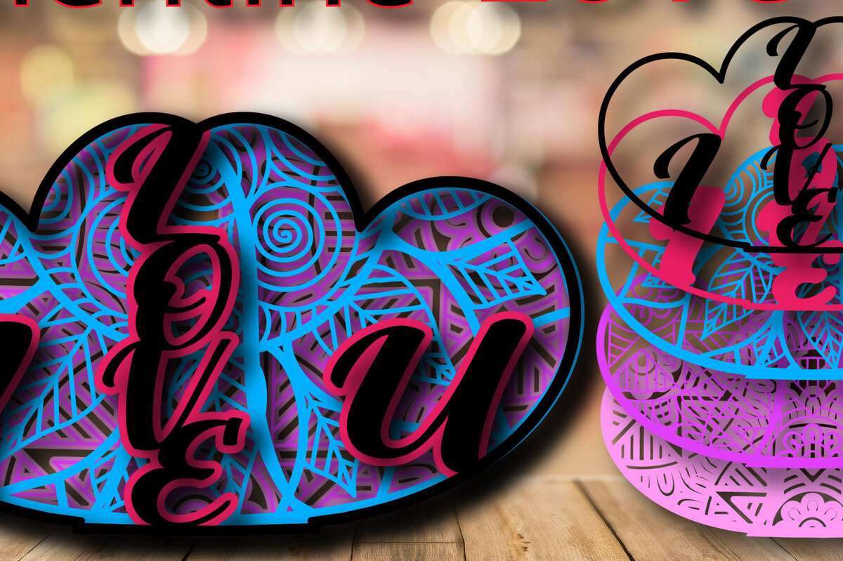 Intra απο ξύλο plywood 3mm-4mm πάχος – Valentine Love Multilayer Shadow Box Δίασταση  20x20 cm INTRAFABR-24059928