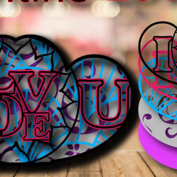 Intra απο ξύλο plywood 3mm-4mm πάχος – Valentine Love Multilayer Shadow Box Δίασταση  20x20 cm INTRAFABR-24059914 - Image 1