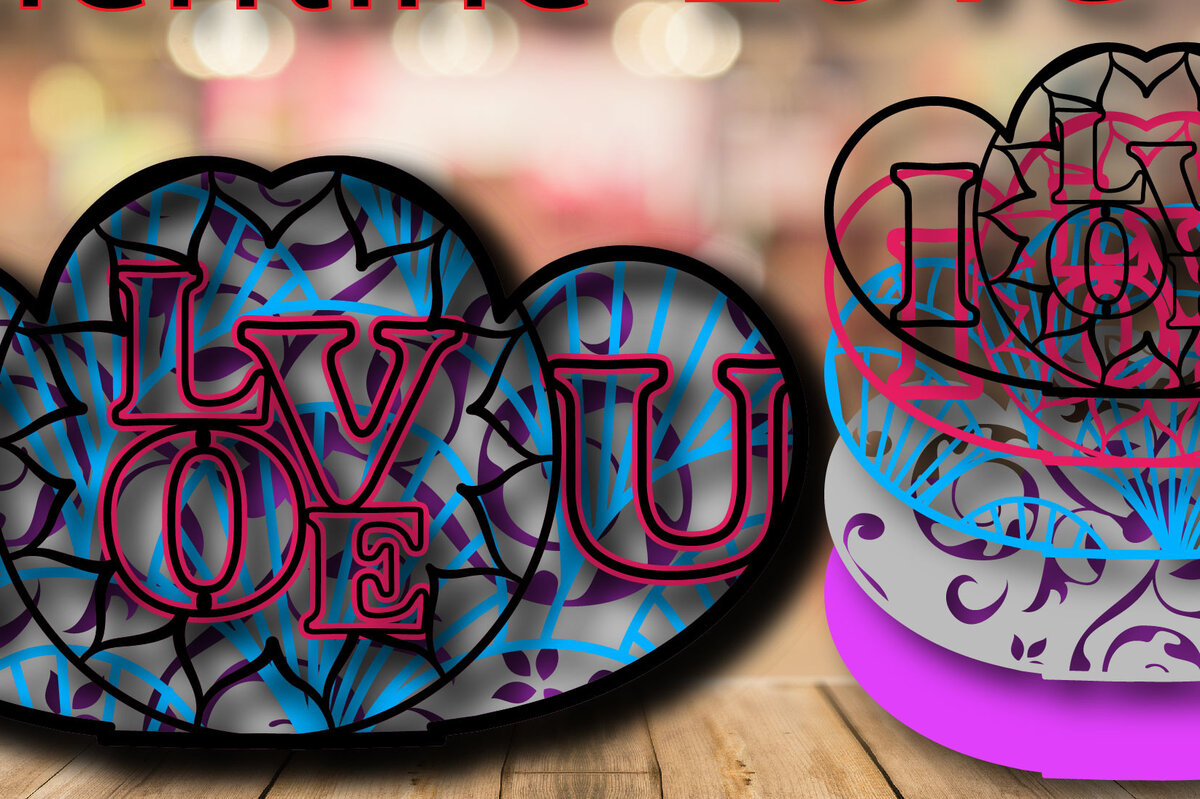 Intra απο ξύλο plywood 3mm-4mm πάχος – Valentine Love Multilayer Shadow Box Δίασταση  20x20 cm INTRAFABR-24059914