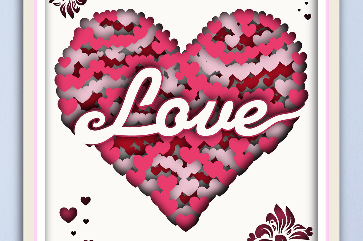 Intra απο ξύλο plywood 3mm-4mm πάχος – Valentine Love Shadow Box Multilayer Δίασταση  20x20 cm INTRAFABR-24059901