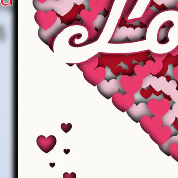 Intra απο ξύλο plywood 3mm-4mm πάχος – Valentine Love Shadow Box Multilayer Δίασταση  20x20 cm INTRAFABR-24059901 - Image 2