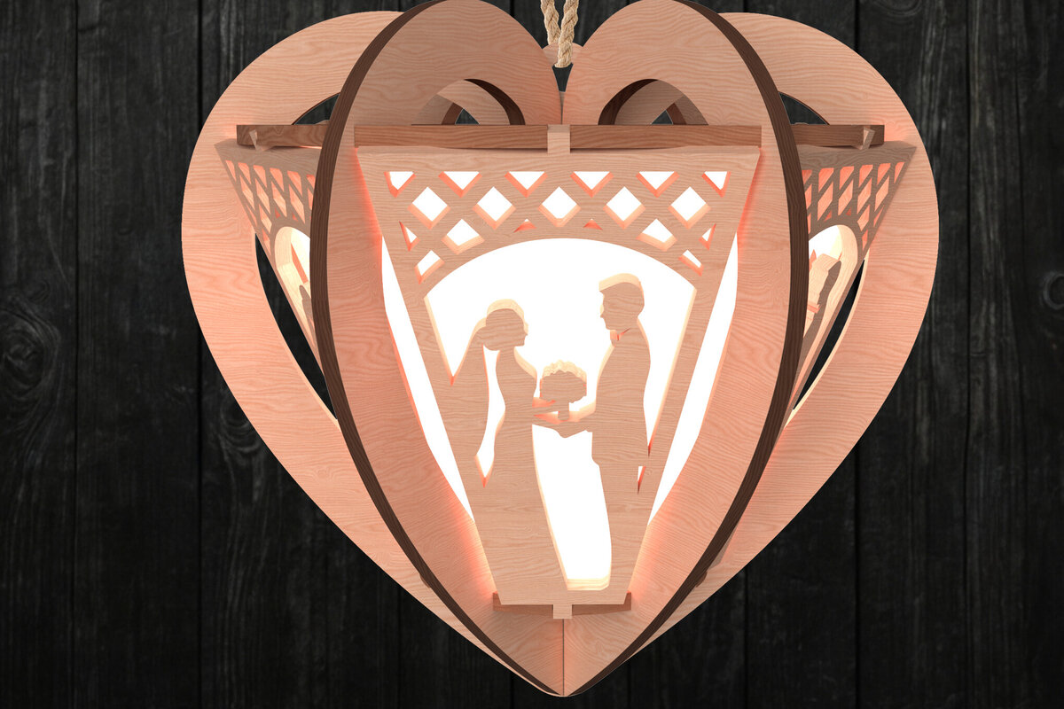 Intra απο ξύλο plywood 3mm-4mm πάχος – Φανάρι καρδιάς ιστορίας αγάπης Αγίου Βαλεντίνου Δίασταση  20x20 cm INTRAFABR-112201892
