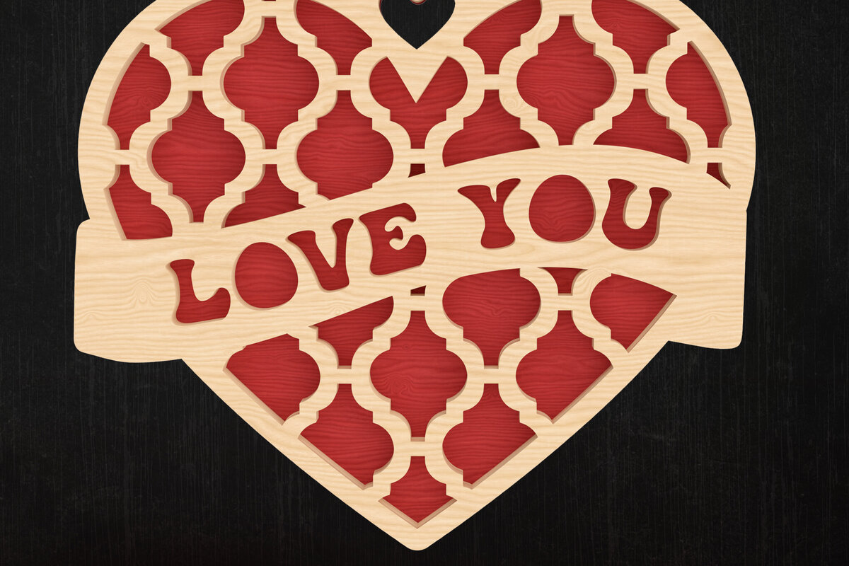Intra απο ξύλο plywood 3mm-4mm πάχος – Valentine Love You Heart Design Δίασταση  40x30 cm INTRAFABR-113317309