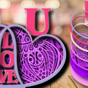 Intra απο ξύλο plywood 3mm-4mm πάχος – Κουτί σκιών αγάπης Valentine Mandala Δίασταση  20x20 cm INTRAFABR-24059935 - Image 1