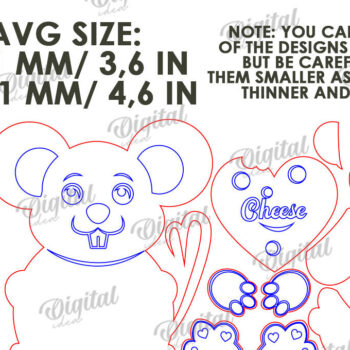 Intra απο ξύλο plywood 3mm-4mm πάχος – Ποντίκι Valentine με καρδιά Δίασταση  20x20 cm INTRAFABR-114206185 - Image 3