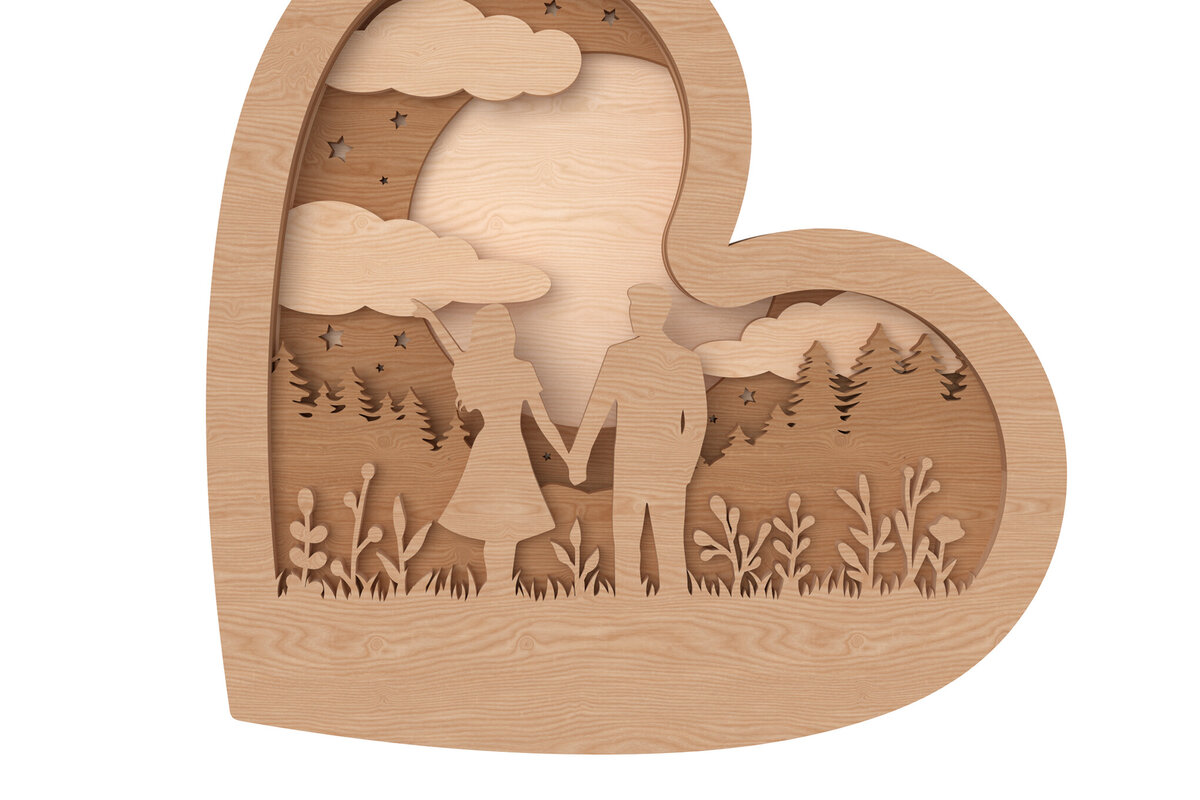 Intra απο ξύλο plywood 3mm-4mm πάχος – Valentine Nature Walk Heart Δίασταση  20x20 cm INTRAFABR-111740835