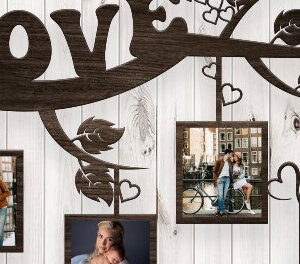 Intra απο ξύλο plywood 3mm-4mm πάχος – Κορνίζα Αγίου Βαλεντίνου Δίασταση  20x20 cm INTRAFABR-89561364