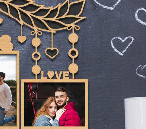 Intra απο ξύλο plywood 3mm-4mm πάχος – Κορνίζα Αγίου Βαλεντίνου με Δίασταση  20x20 cm INTRAFABR-87912363