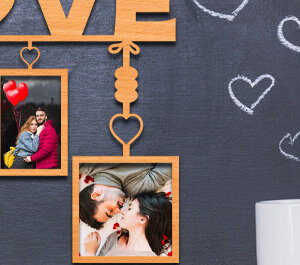 Intra απο ξύλο plywood 3mm-4mm πάχος – Κορνίζα Αγίου Βαλεντίνου με Δίασταση  20x20 cm INTRAFABR-87912378