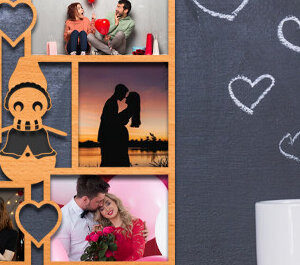 Intra απο ξύλο plywood 3mm-4mm πάχος – Κορνίζα Αγίου Βαλεντίνου με Δίασταση  20x20 cm INTRAFABR-87912396