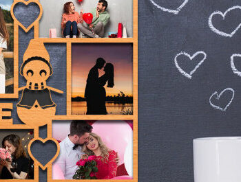 Intra απο ξύλο plywood 3mm-4mm πάχος – Κορνίζα Αγίου Βαλεντίνου με Δίασταση  20x20 cm INTRAFABR-87912396 - Image 1