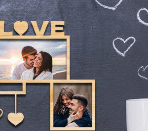 Intra απο ξύλο plywood 3mm-4mm πάχος – Κορνίζα Αγίου Βαλεντίνου με Δίασταση  20x20 cm INTRAFABR-87980217