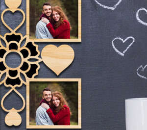 Intra απο ξύλο plywood 3mm-4mm πάχος – Κορνίζα Αγίου Βαλεντίνου με Δίασταση  20x20 cm INTRAFABR-87980225