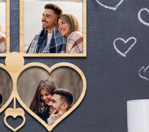 Intra απο ξύλο plywood 3mm-4mm πάχος – Κορνίζα Αγίου Βαλεντίνου με Δίασταση  20x20 cm INTRAFABR-87980230