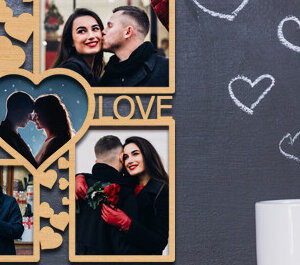 Intra απο ξύλο plywood 3mm-4mm πάχος – Κορνίζα Αγίου Βαλεντίνου με Δίασταση  20x20 cm INTRAFABR-87912300