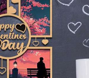 Intra απο ξύλο plywood 3mm-4mm πάχος – Κορνίζα Αγίου Βαλεντίνου με Δίασταση  20x20 cm INTRAFABR-87912346