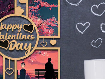 Intra απο ξύλο plywood 3mm-4mm πάχος – Κορνίζα Αγίου Βαλεντίνου με Δίασταση  20x20 cm INTRAFABR-87912346 - Image 1