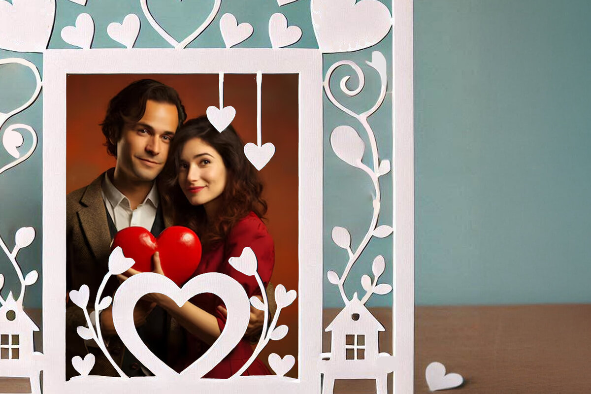 Intra απο ξύλο plywood 3mm-4mm πάχος – Κορνίζα Αγίου Βαλεντίνου με Cut Δίασταση  20x20 cm INTRAFABR-113428429