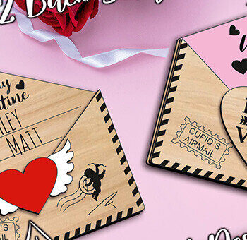 Intra απο ξύλο plywood 3mm-4mm πάχος – Χρήματα δωροκάρτας με φάκελο Valentine Post Δίασταση  20x20 cm INTRAFABR-105809816 - Image 2