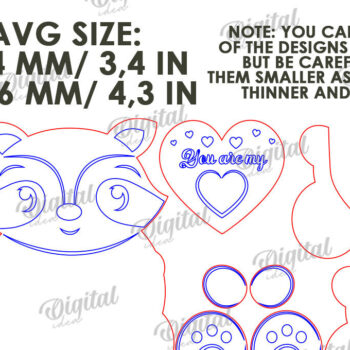 Intra απο ξύλο plywood 3mm-4mm πάχος – Ρακούν Αγίου Βαλεντίνου με καρδιάς Δίασταση  20x20 cm INTRAFABR-114206142 - Image 3