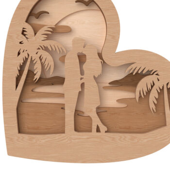 Intra απο ξύλο plywood 3mm-4mm πάχος – Valentine Romantic Beach Heart Heart Laser Δίασταση  20x20 cm INTRAFABR-111740487 - Image 1