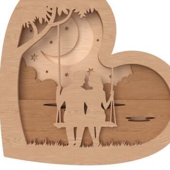 Intra απο ξύλο plywood 3mm-4mm πάχος – Valentine Romantic Swing Heart Δίασταση  20x20 cm INTRAFABR-111740577 - Image 1