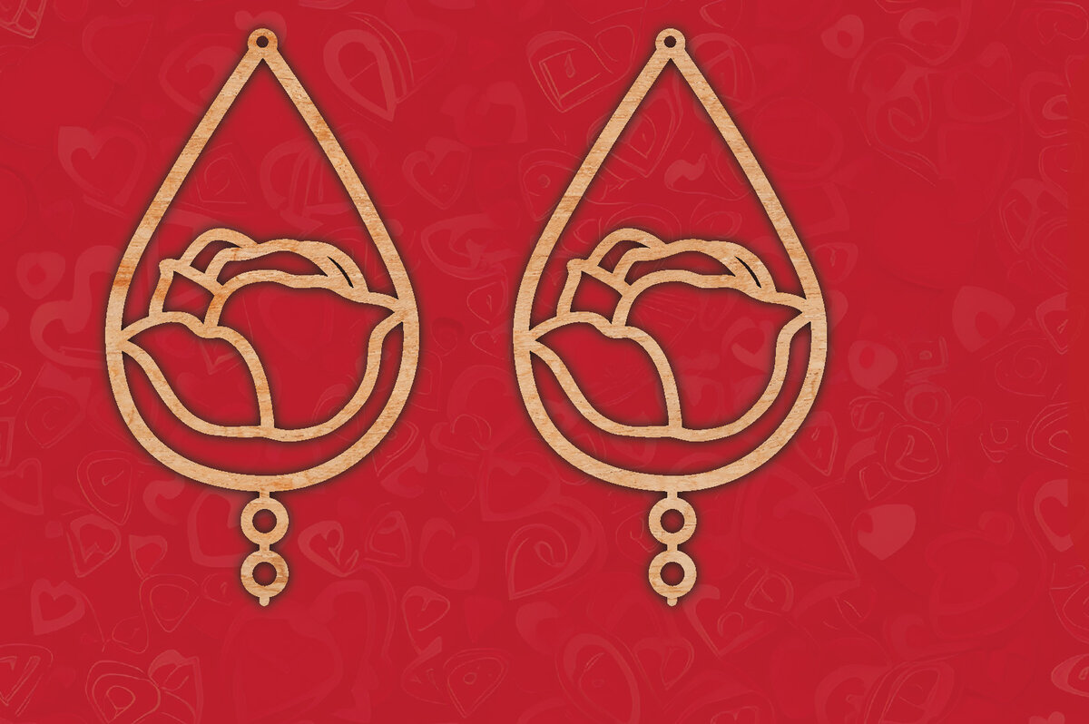 Intra απο ξύλο plywood 3mm-4mm πάχος – Σκουλαρίκια Αγίου Βαλεντίνου Τριαντάφυλλο Κόψιμο Laser Δίασταση  5x5 cm INTRAFABR-57614054