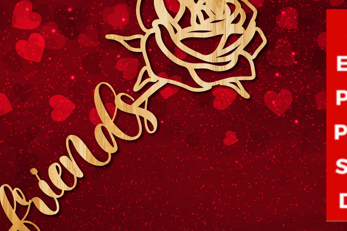 Intra απο ξύλο plywood 3mm-4mm πάχος – Valentine Rose for Friends κοπής με λέιζερ Δίασταση  20x20 cm INTRAFABR-22586289