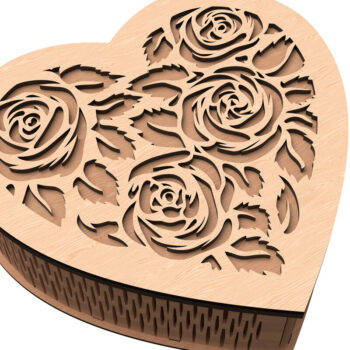 Intra απο ξύλο plywood 3mm-4mm πάχος – Valentine Rose Heart Box Cut Laser Δίασταση  20x20 cm INTRAFABR-113117765 - Image 1